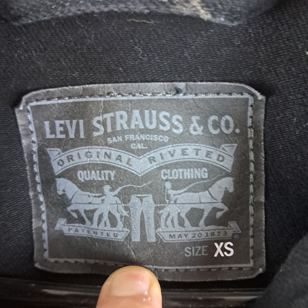 Levis Women Original Trucker Denim Jacket  Black Snap Button‎ Front Classic XS - Picture 3 of 14